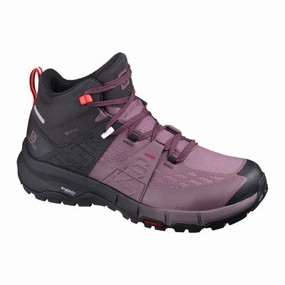 Női Salomon ODYSSEY MID GTX W Túracipő SA6341807 Fekete/Piros